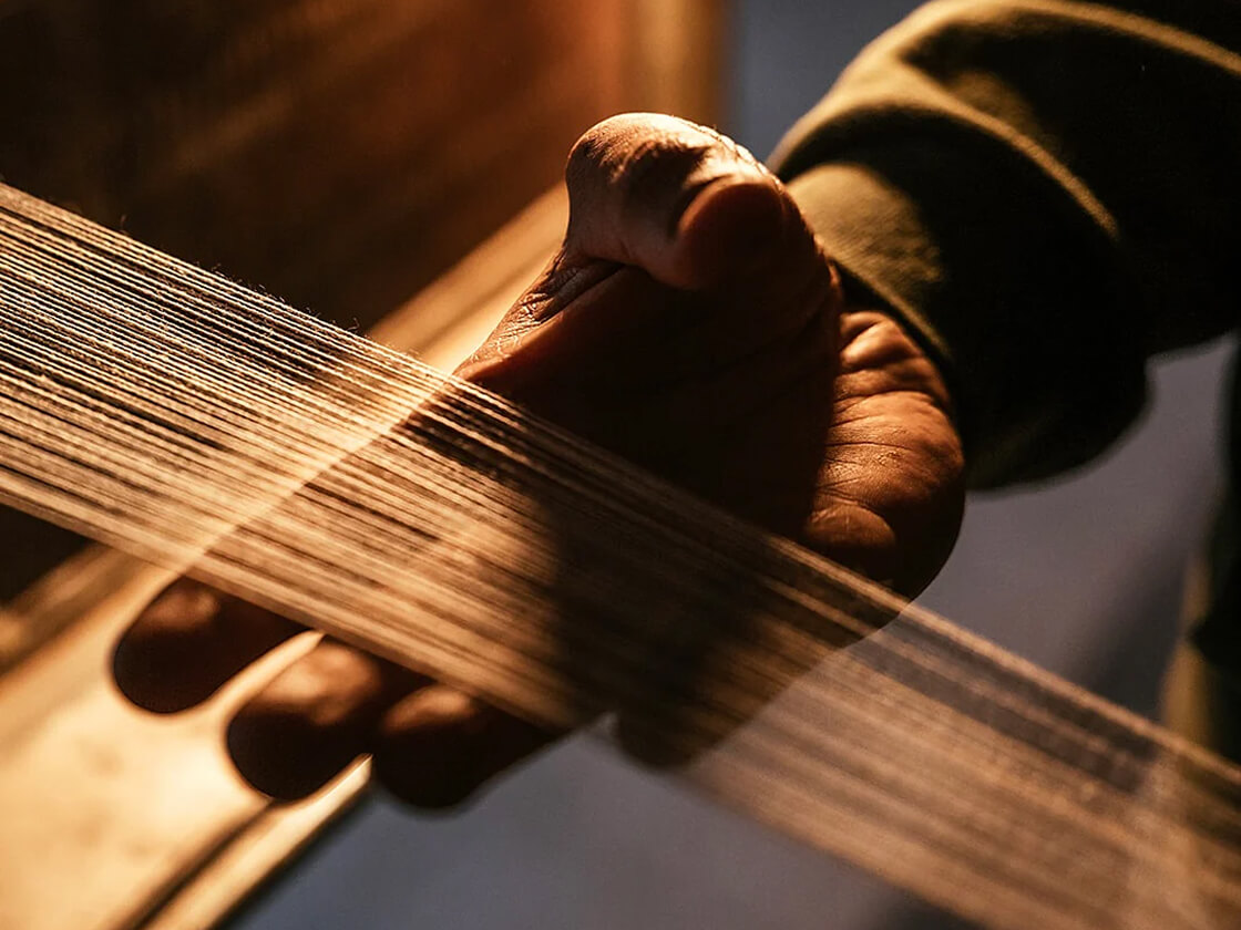 Hands feeling set of threads